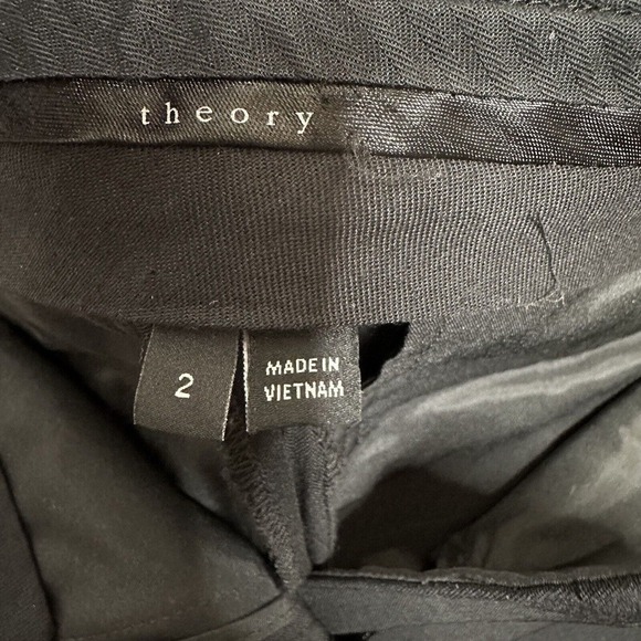 Theory Treeca Cropped Slacks Pants Wool Blend Slim-Leg Women's Black Size 2 - Picture 6 of 7